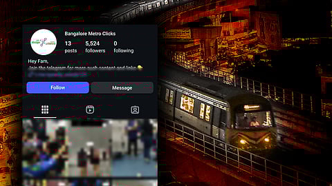Screenshot of the Instagram page with a background of Bengaluru metro