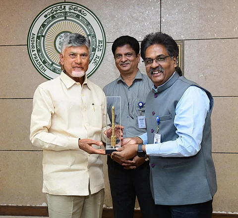AP CM Chandrababu Naidu with SHAR director A Rajarajan