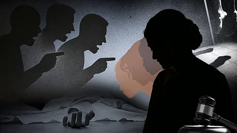 This is a representative image which has a silhouette of a woman and a man pointing a finger at her as if instructing her on what to do.