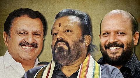 Image featuring K Muraleedharan, Suresh Gopi and VS Sunilkumar