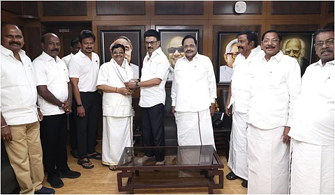 Former AIADMK MP V Maitreyan joins DMK