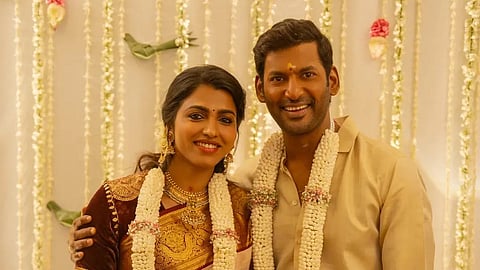 Actors Vishal and Dhanshika get engaged in an intimate ceremony