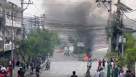 Protests on a street in Nepal