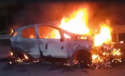 Man charred to death as car catches fire in Hyderabad