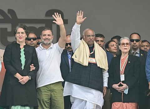 Congress stages rally against ‘vote chori’; Rahul Gandhi pledges to oust Modi govt