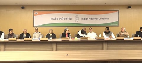 Mallikarjun Kharge, Rahul Gandhi and Sonia Gandhi