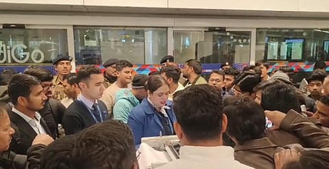 IndiGo flight delay sparks chaos at Delhi airport, passengers protest over repeated cancellations