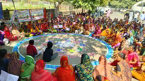 Protest at Ambedkar Circle in Vijayapura
