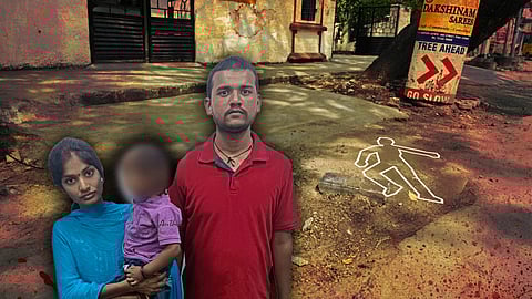 The murdered migrant family (left) and spot where the sack containing Gaurav’s body was found