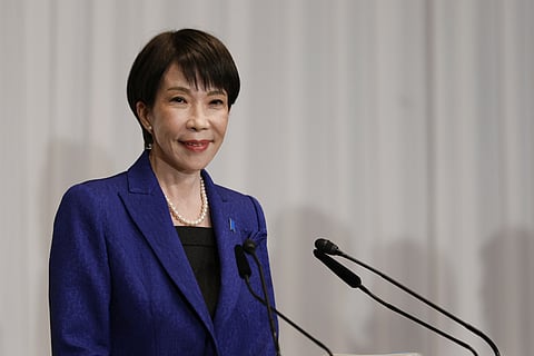 Japan's Prime Minister Sanae Takaichi, leader of the ruling Liberal Democratic Party (LDP), speaks during her press conference Monday, Feb. 9, 2026 in Tokyo.