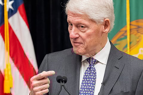 Former President Bill Clinton speaks in the Cash Room of the Treasury Department during an event for the anniversary of the Community Development Financial Institutions Fund,, Nov. 21, 2024, in Washington.