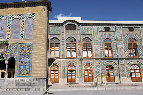 Damage caused by U.S. and Israeli strikes is seen on the facade of the Qajar-era Golestan Palace in Tehran, Iran, March 3, 2026.