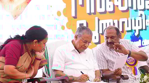 Minister Veena George, Chief Minister Pinarayi Vijayan and Minister KN Balagopal