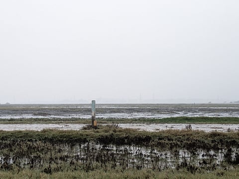 The Great Salt Lake near Nemmeli with the WRD Boundary Stone