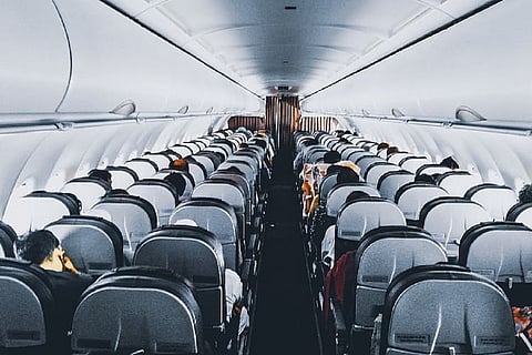 Inside an airplane