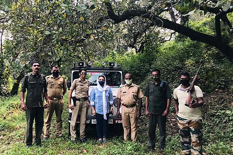 Forest department officials at Aralam farm