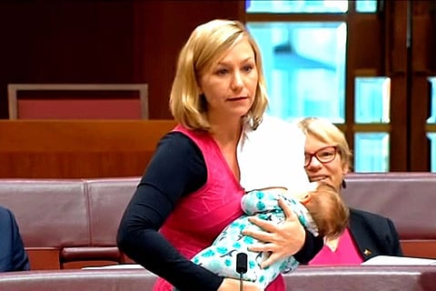 Australian senator moves a motion in Parliament while breastfeeding her baby like a boss