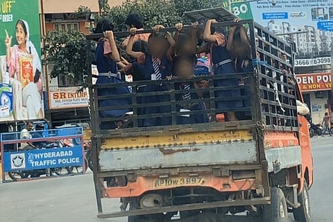 Students transported 'like cattle' in Hyderabad, driver and school officials booked