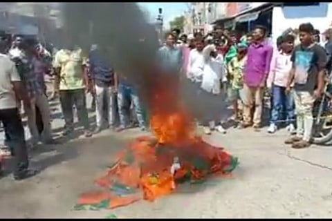 Protestors burn BJP flags in Andhra as anti-Christian pamphlets allegedly distributed