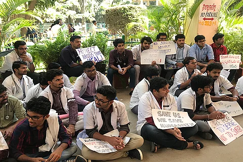 Representative image of doctors protesting