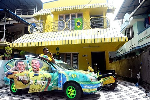 World Cup frenzy: Kerala man paints his house, vehicles in Brazil colours