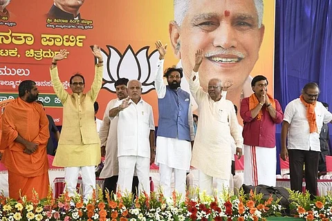 Tainted mining baron Janardhan Reddy in BJP rally, shares stage with BSY and MP CM