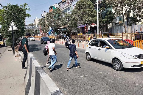 Pedestrians crossing the ORR