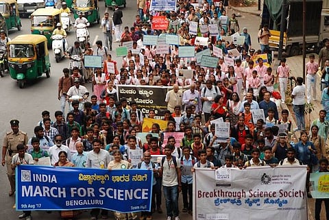 Yes to scientific temper, no to superstition: Bengalureans take out ‘March for Science’