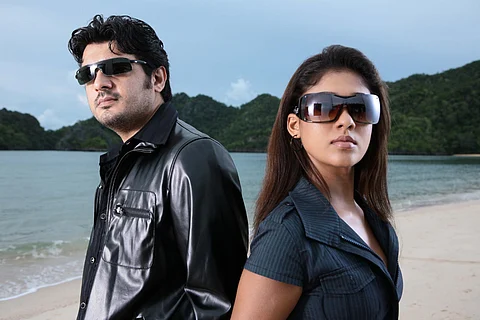 Actor Ajith Kumar on the left and Nayanthara on the right.