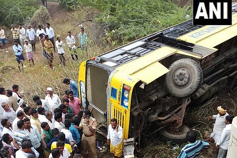 15 students injured as school bus overturns in Andhra, 2 critical