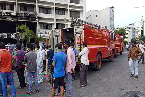 Photo from the fire accident in Hotel Swarna Palace, Vijayawada