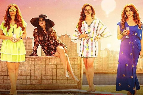 Maheep Kapoor, Neelima Kothari, Bhavana Pandey and Seema Khan poster for Fabulous Lives of Bollywood Wives