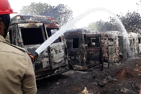 Over 50 disused government ambulances gutted in Hyderabad fire