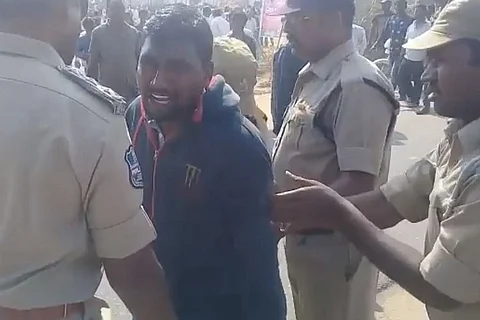 Victim of Nerella Dalit atrocities tries to immolate himself at KTR's Telangana meeting