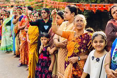 In pics: Lakhs come out in Kerala, for LDF's human chain to protest against CAA and NRC