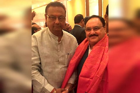 Rakesh Jaiswal (left) with BJP President JP Nadda