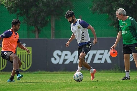 Hyderabad FC players during practice