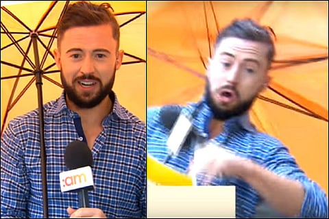 Watch: After Kerala reporter, Irish scribe gets (almost) blown away on live TV