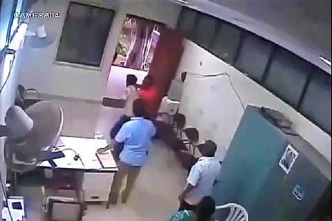Video: JNTU prof attacks security guard over parking scuffle, caught on camera