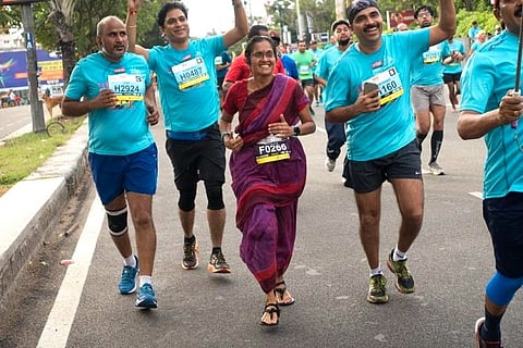 42 km in 9 yards: Meet the Hyderabad woman who ran a marathon in a saree to promote handloom