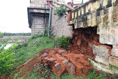 The portion of wall that collapsed at KRS Dam