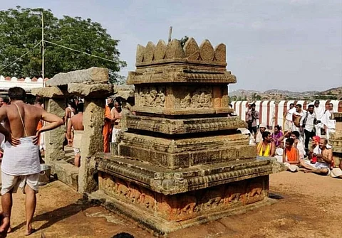 Vandalised structures at holy site of Nava Brindavana near Hampi restored by devotees