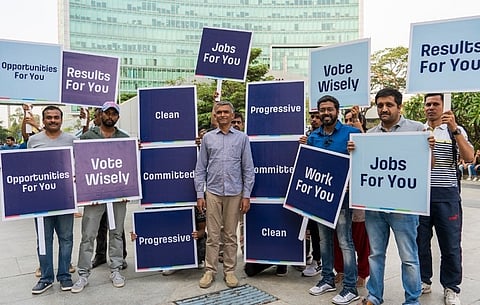 Watch: Cong's Krishna Byre Gowda campaigns with a flash mob at Bengaluru mall