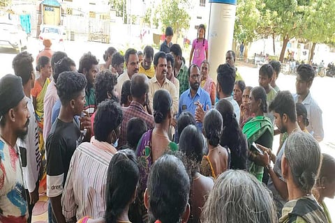 Civil society activists interacting with families of the patients at Nalgonda Govt Hospital