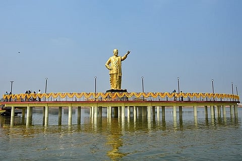 Andhra CM Naidu unveils 36-ft NTR statue in Guntur district