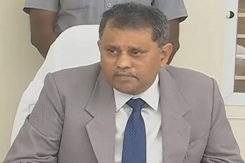 Andhra Pradesh State Election Commission N Ramesh Kumar attending press conference