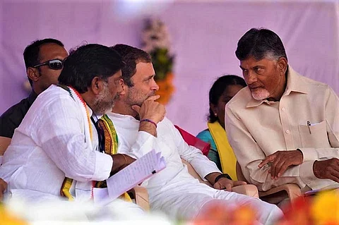 'TDP-Cong alliance a historical need': Naidu and Rahul Gandhi share stage in Telangana