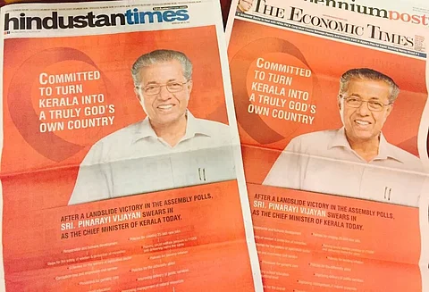 Pinarayi Vijayan’s ad blitzkrieg announcing he is Kerala CM draws criticism