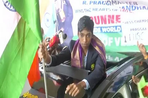 Praggnanandhaa, when he reached Chennai airport.