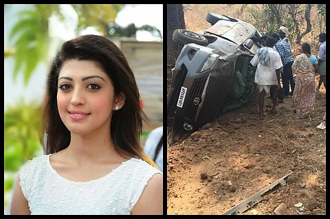 Actress Pranitha Subhash's car turns turtle in road accident, two injured